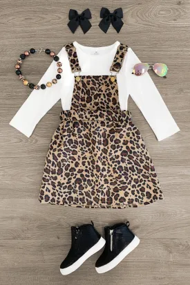 White Leopard Jumper Dress Set