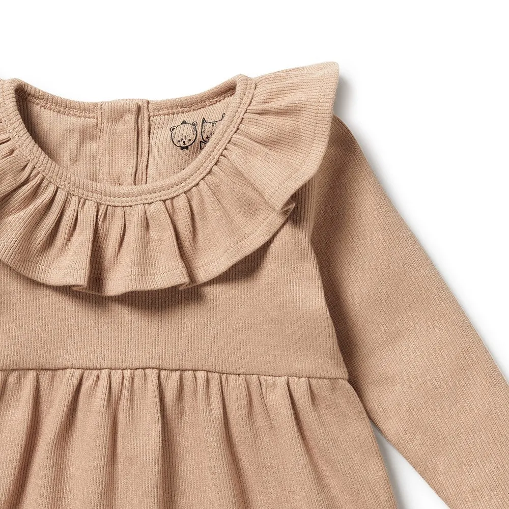 WILSON & FRENCHY FAWN RUFFLE DRESS