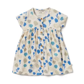 WILSON & FRENCHY OCEAN BREEZE CRINKLE BUTTON DRESS