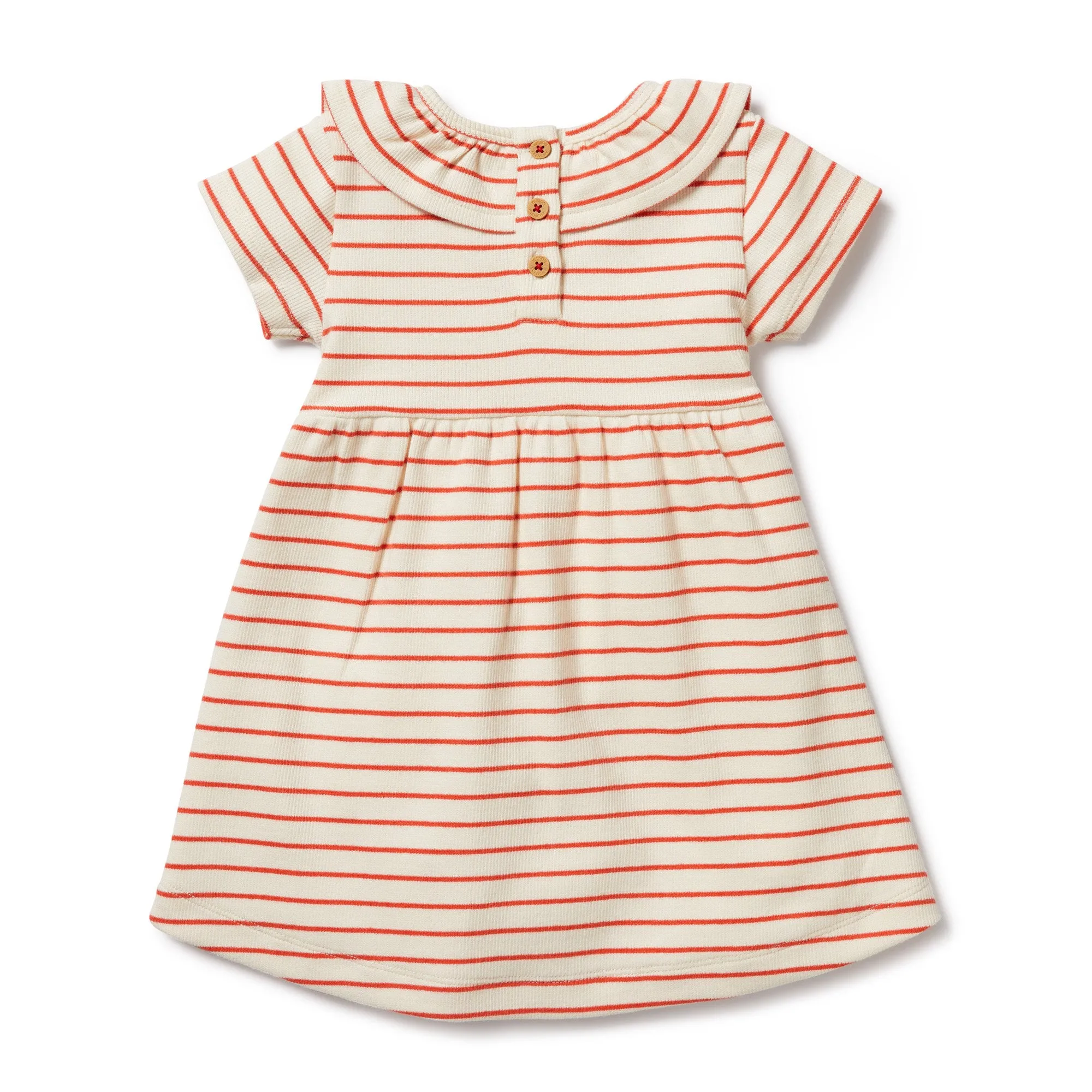 WILSON & FRENCHY ORGANIC STRIPE PETIT ROUGE RUFFLE DRESS