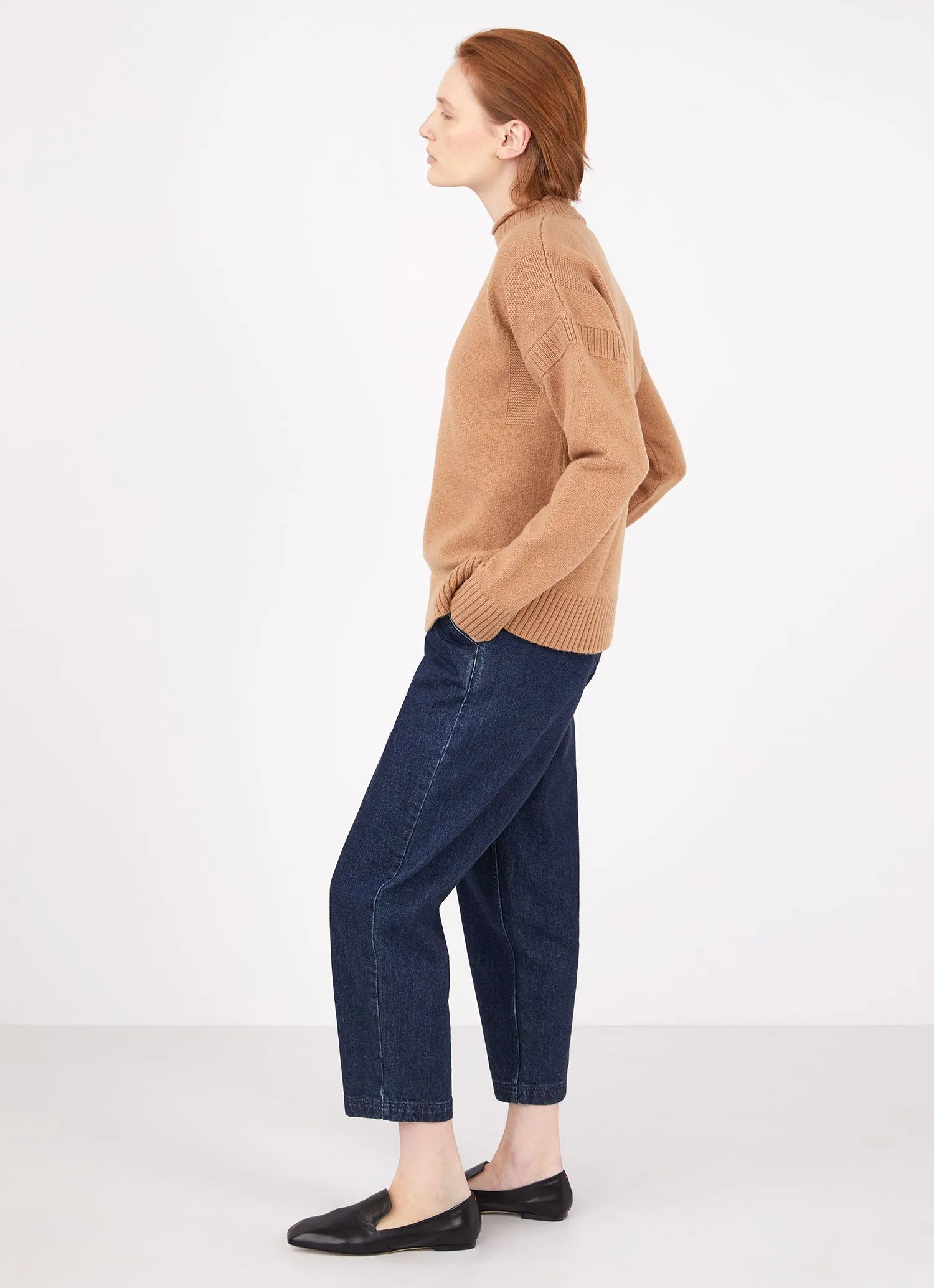 Women's Fisherman Jumper in Camel