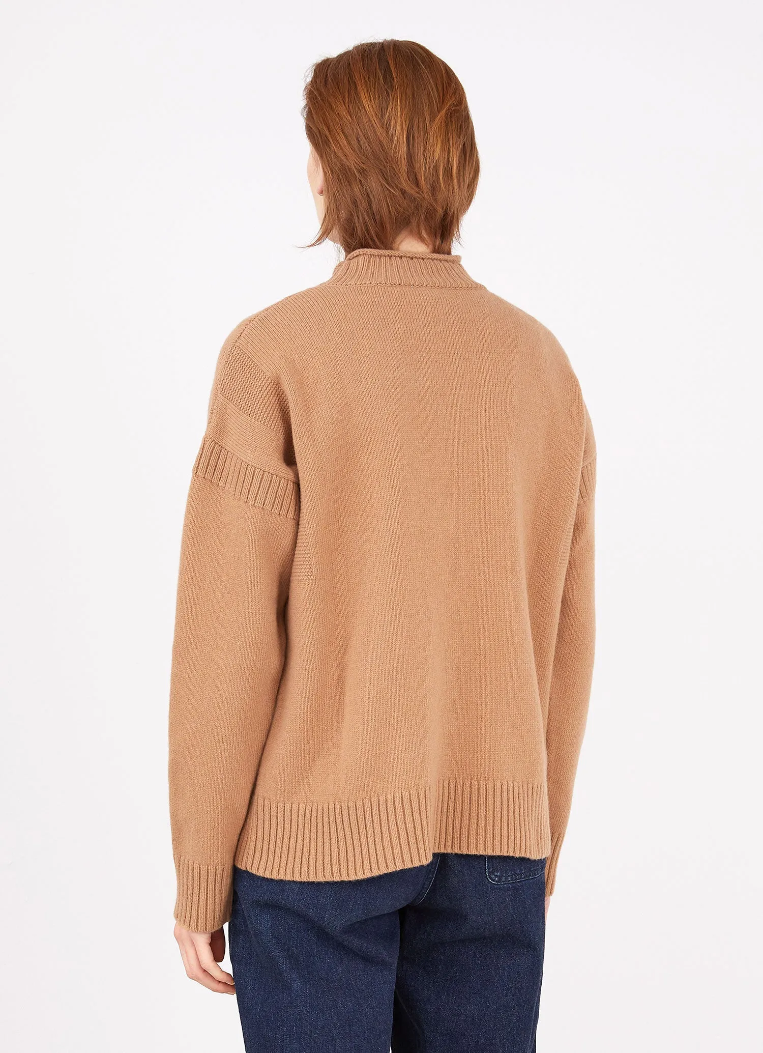 Women's Fisherman Jumper in Camel