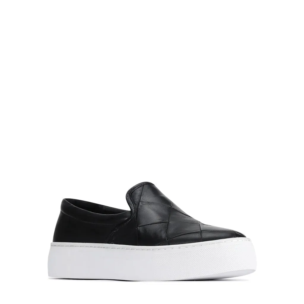 WOVE LEATHER SLIP ON SNEAKER