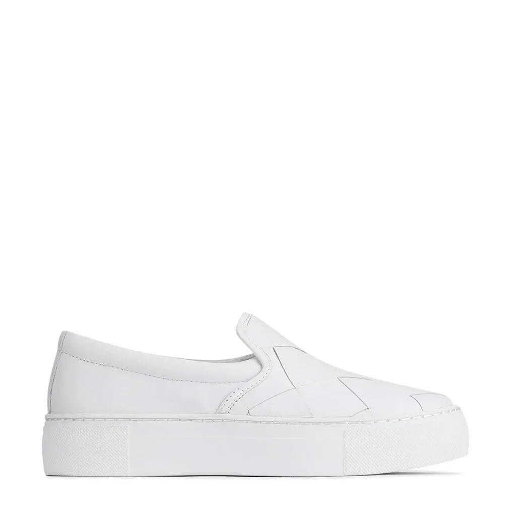 WOVE LEATHER SLIP ON SNEAKER