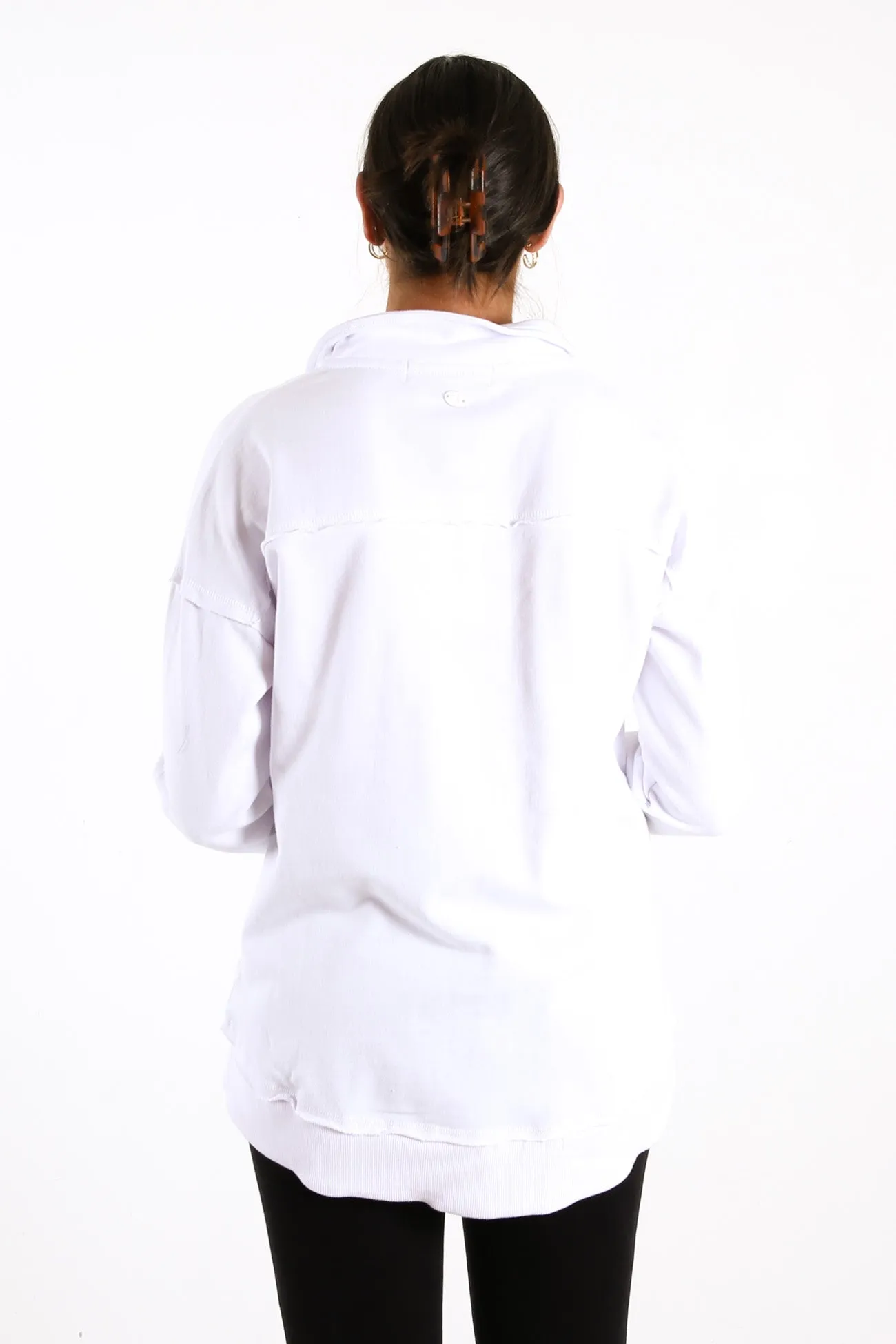 Zaria Zip Thru Jumper White