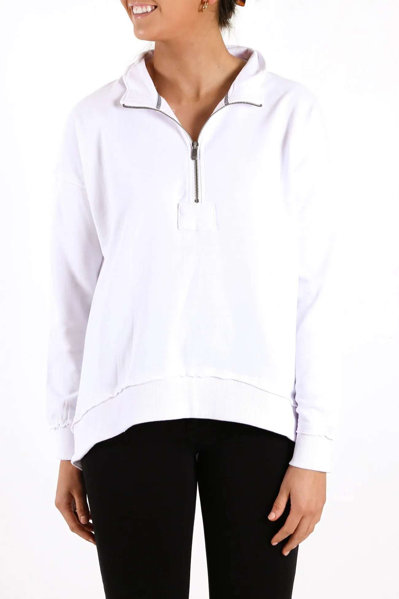 Zaria Zip Thru Jumper White