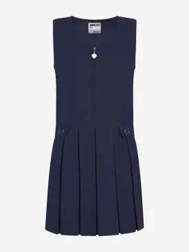 Zeco Girls School Zip Front Pinafore Dress in Navy